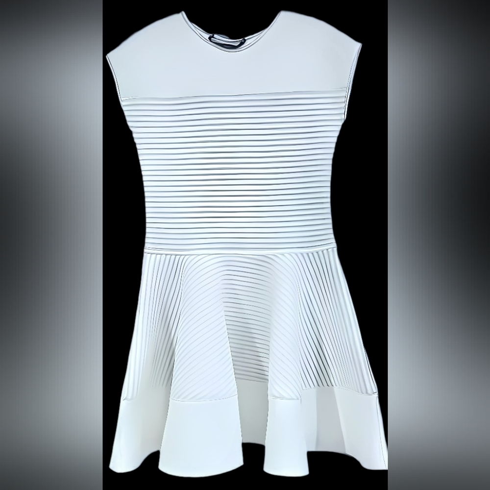 White Scuba Fit-and-Flare Dress